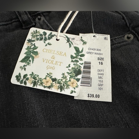 Chelsea and Violet Girls Size 16 Distressed Denim Ankle Jean - Gray wash - Picture 4 of 5